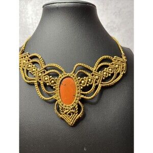 macrame stone necklace pendant Adjustable